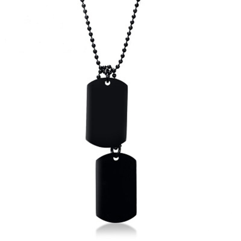 Stainless Steel Hangtag Pendant Black Plating Men Necklace