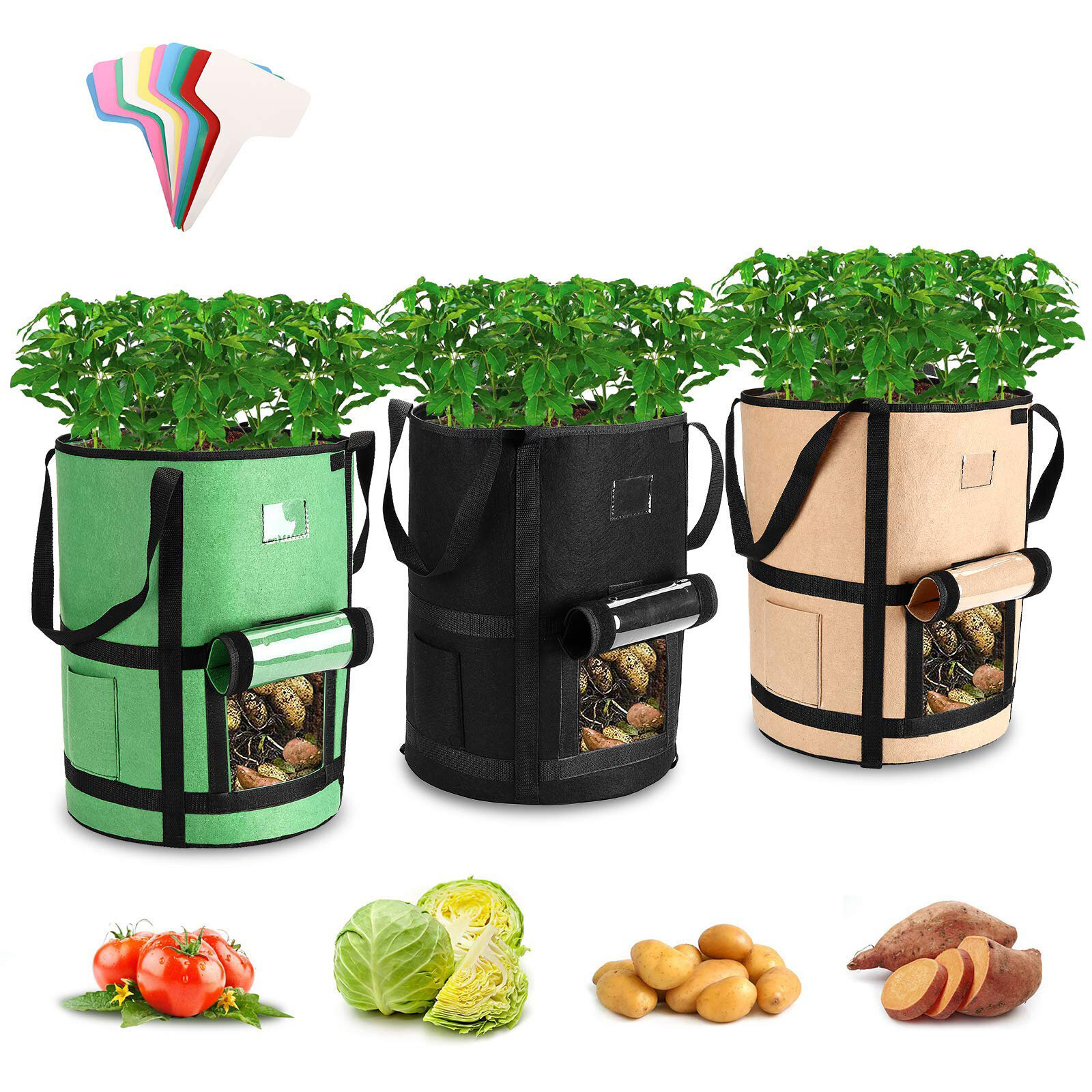 

3 шт. Grow Сумки Potato Heavy Duty Non-Woven Faric Растение Pot Container Растениеer