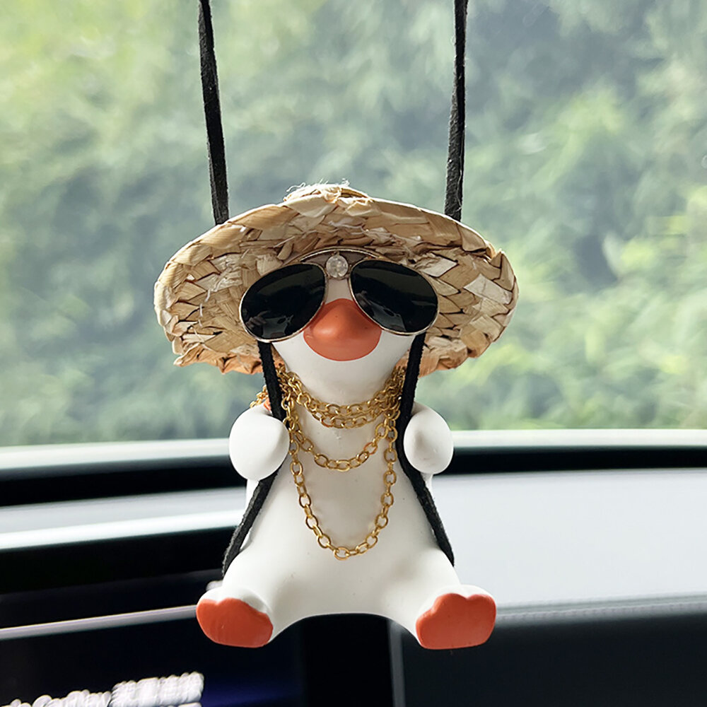 

Swing Duck With Sunglass Car Decoration Rearview Mirror Swing Duck Hanging Decoration