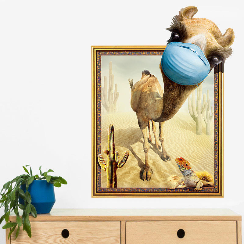 Miico?Creative?3D?Desert?Camel?Frame PVC verwijderbare Home Room Decoratieve muur deur Decor Sticker