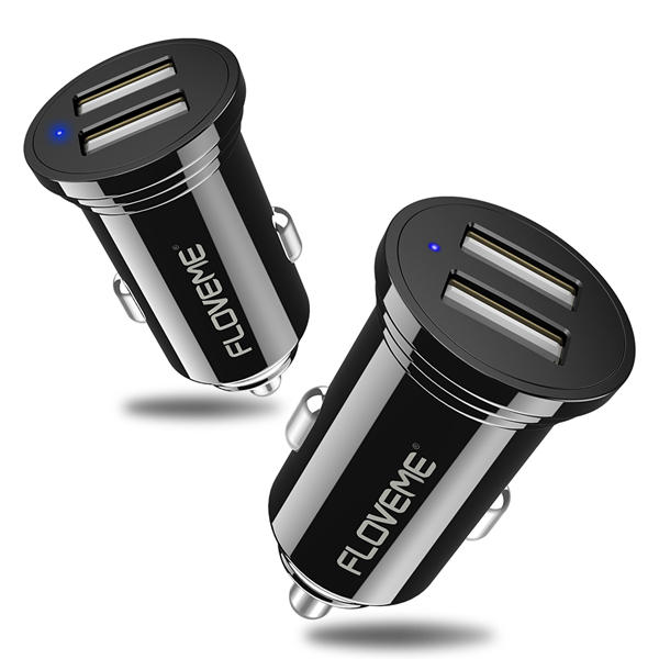 

FLOVEME 2.4A Mini Dual USB Car Charger With LED Indicator For Smart Phone Tablet Camera