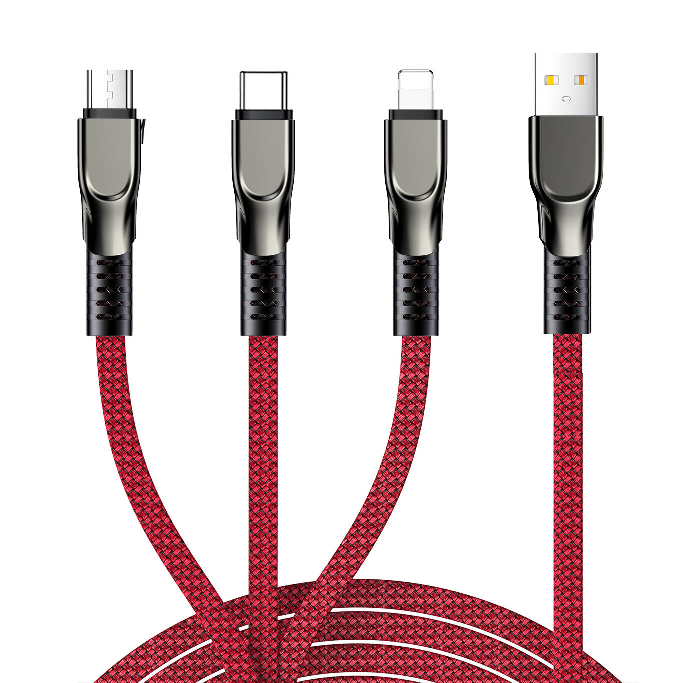 JOYROOM 3-In-1 USB Naar USB-C/Micro USB/Apple Poort Kabel Snel Opladen Datatransmissie Snoer Lijn 1,