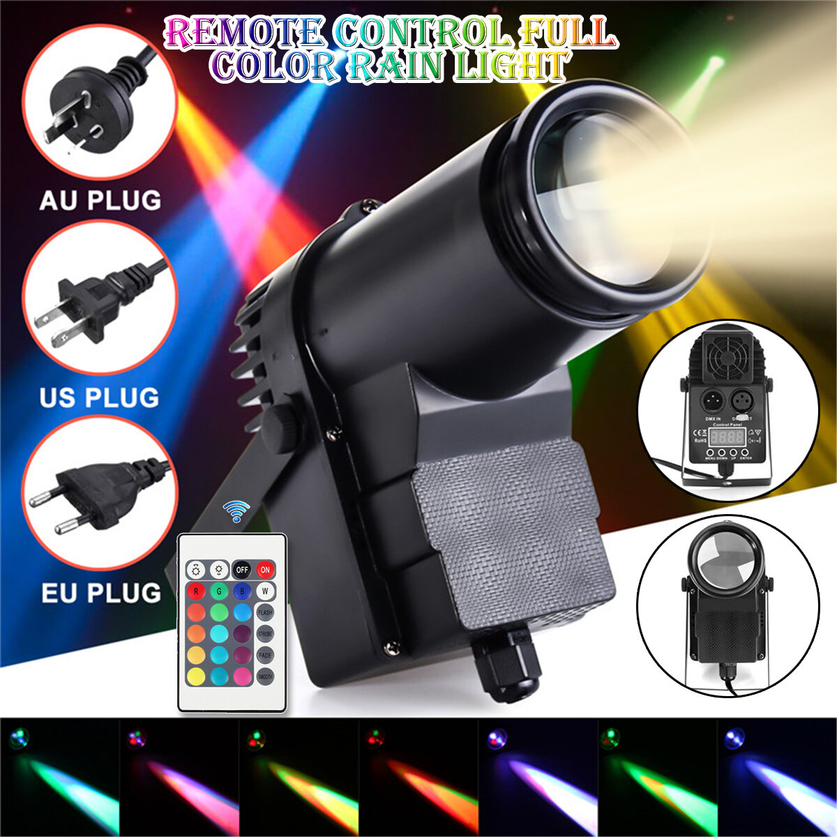 9W LED RGB Stage Rain Light Lighting Beam Spotlight DMX Disco DJ Party KTV Projector 90-230V