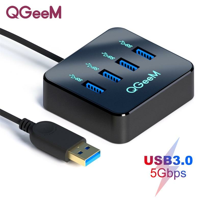 

QGeeM USB Hub Docking Station Adapter With 4 * USB 3.0 5Gbps Data Transmission For Laptop PC