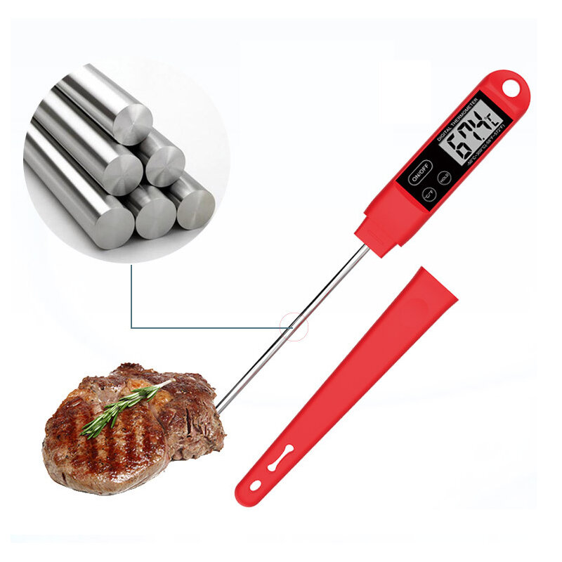 Termômetro de churrasco inteligente -50℃-300℃ Tela de exibição Termômetro eletrônico de agulha para carne e alimentos