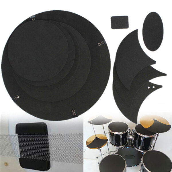 10Pcs Bass Snare Drum Sound offMute Silencer Drumming Rubber Practice Pad Set
