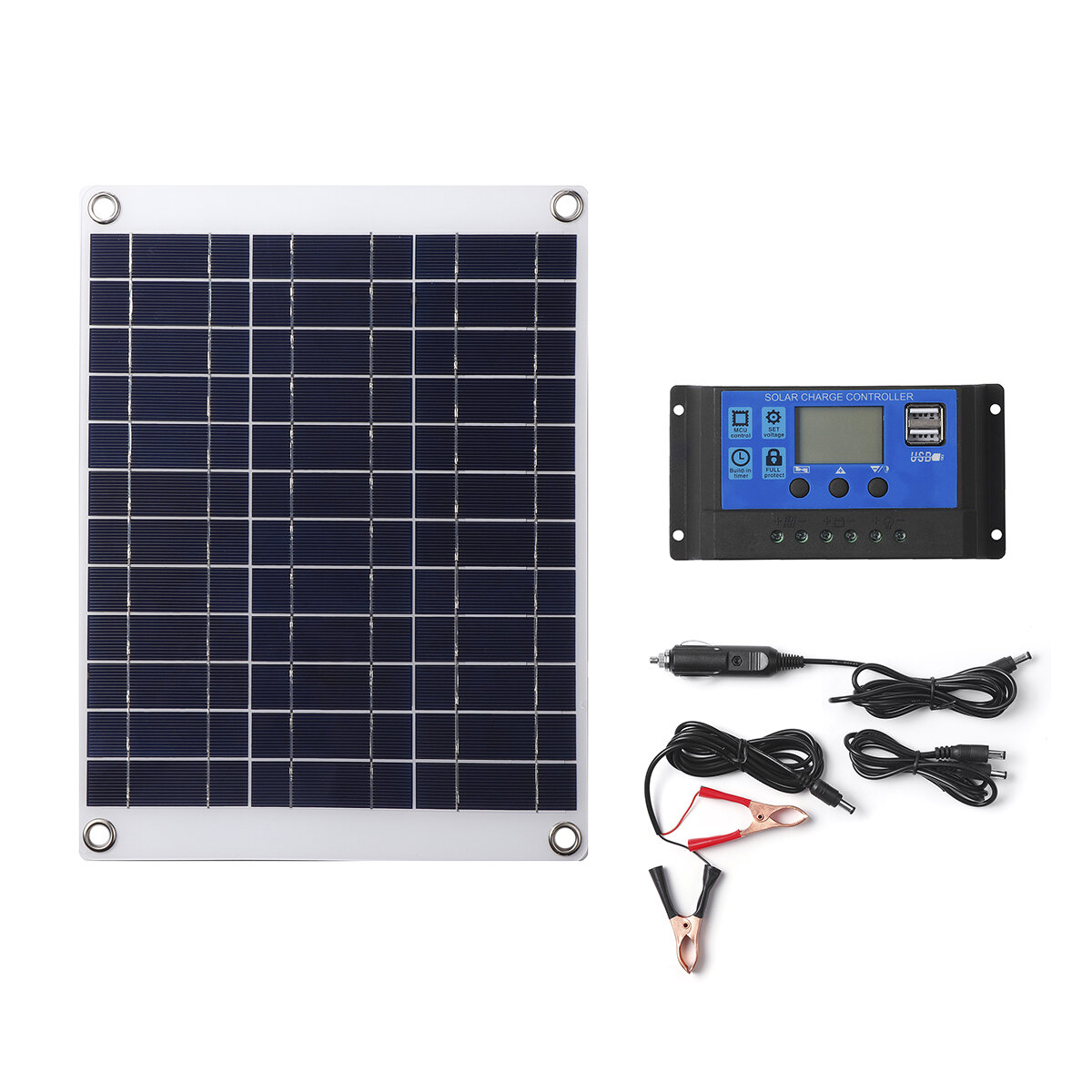 15W Solar Panel Controller Kit Battery Charger Polycrystalline Solar Panels For Car Van Camping Caravan Boat