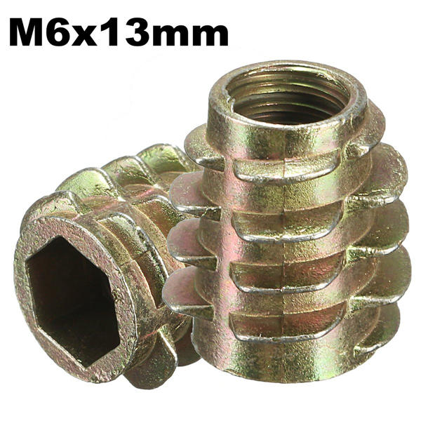 5Pcs M6x13mm Hex Drive Screw In Threaded Insert For Wood Type E