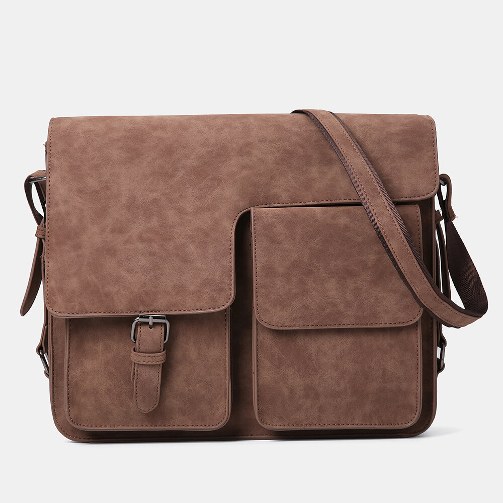 Men PU Leather Multifunction Anti-theft Large Capacity Multi-pocket Crossbody Bag Shoulder Bag