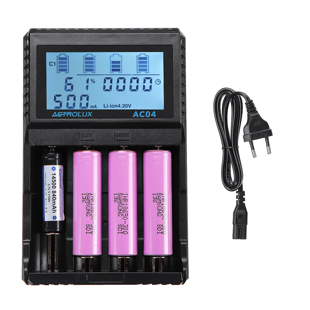 Astrolux® AC04 LCD Display AC/DC Smart Intelligent Universal Li-ion NiMH Flashlight Battery Charger For 18650 26650 2170