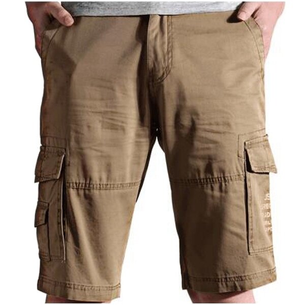 Plus size 30-44 loose big pockets cargo shorts cotton solid color men ...