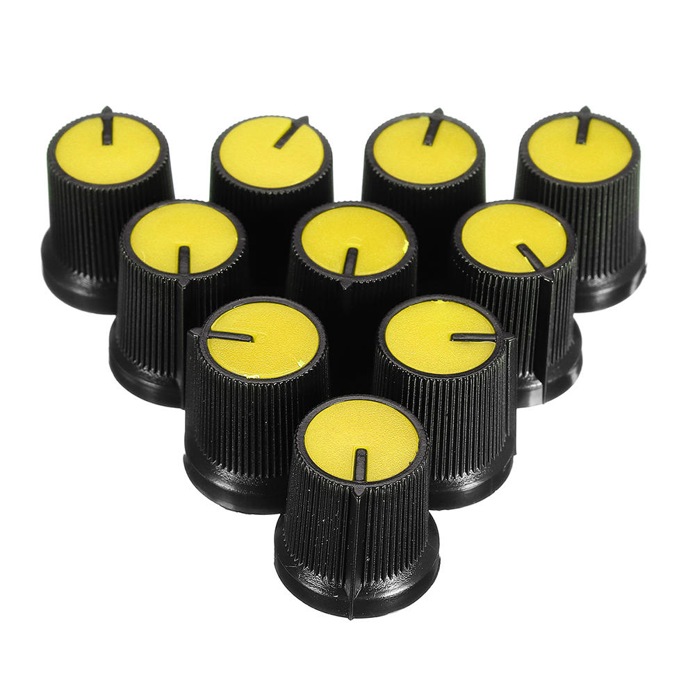 30Pcs Yellow Plastic For Rotary Taper Potentiometer Hole 6mm Knob