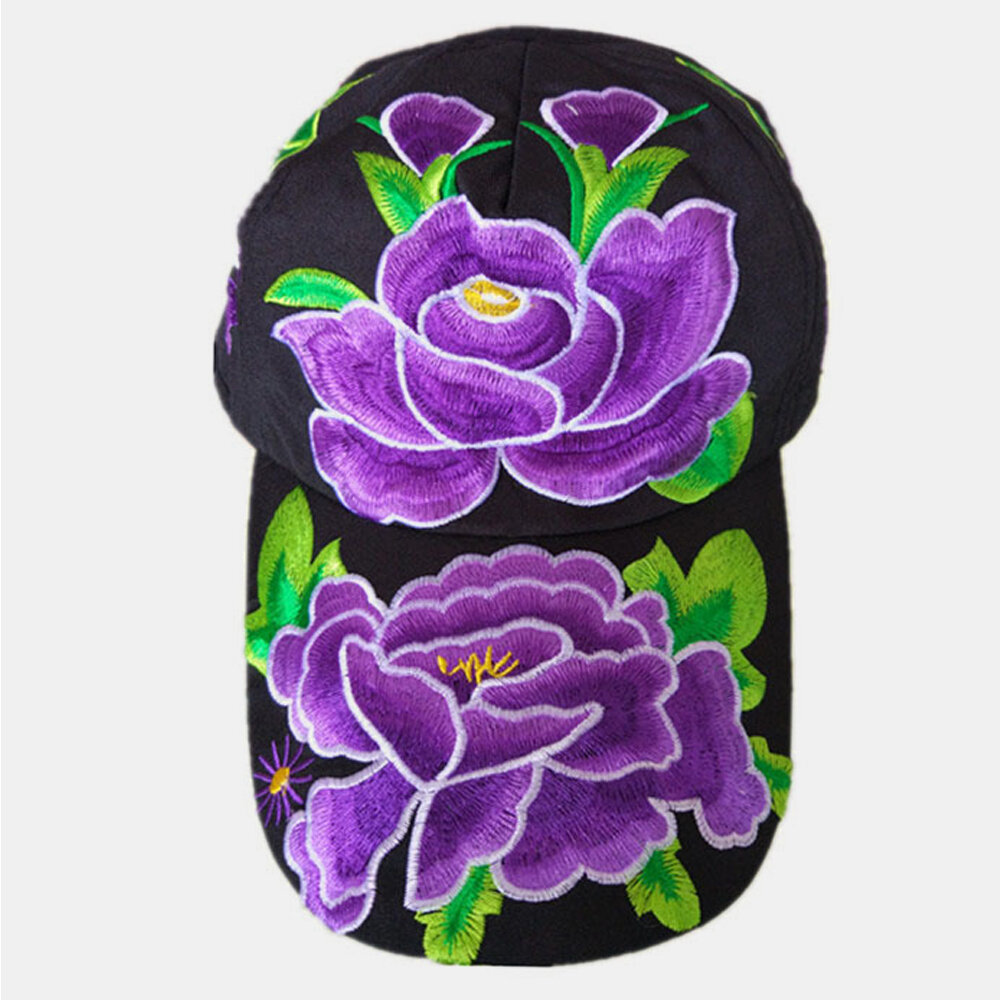 Women Flower Embroidery Sunscreen Sun Hat Duck Hat Baseball Cap