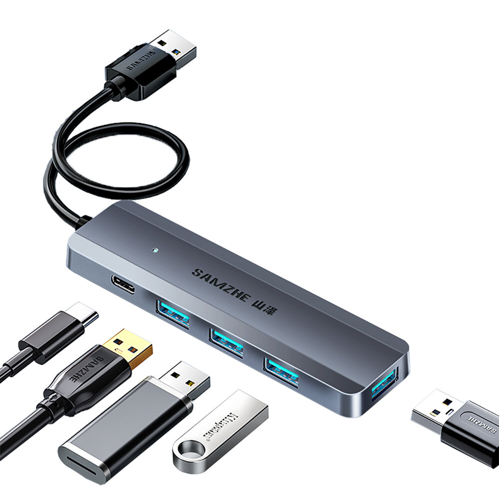 

SAMZHE USB3.1 Splitter High-speed Gen2 4 Ports Expansion Dock Hub USB Hub 0.25M Length for PC Laptop
