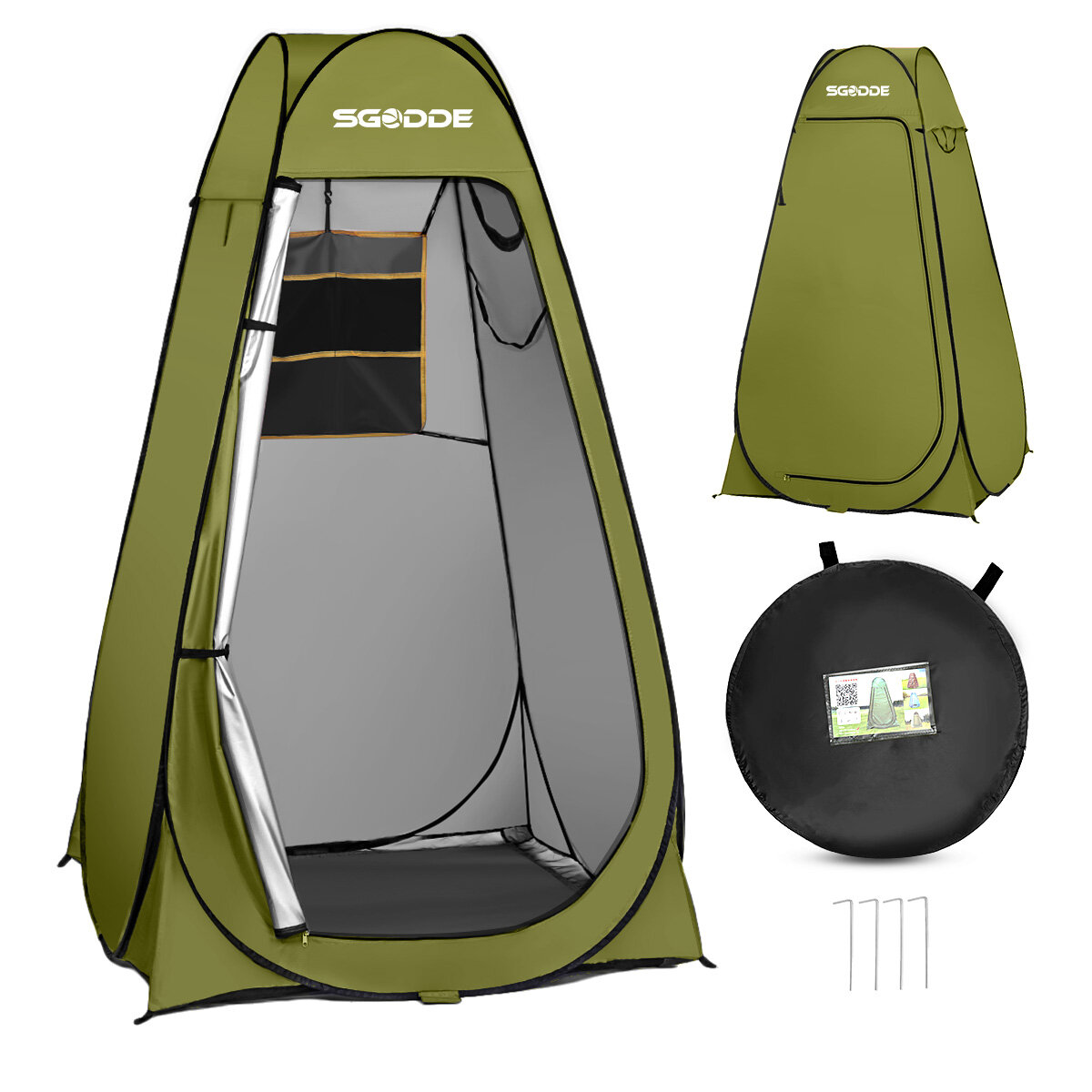 SGODDE Privacy Shower Tent Single Camping Tent Toilet Changing Room Rain Shelter Hiking Beach