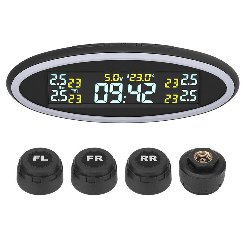 12V Car TPMS Tyre Pressure Monitoring System with Ambient Lights OBD Auto Security Alarm External Se
