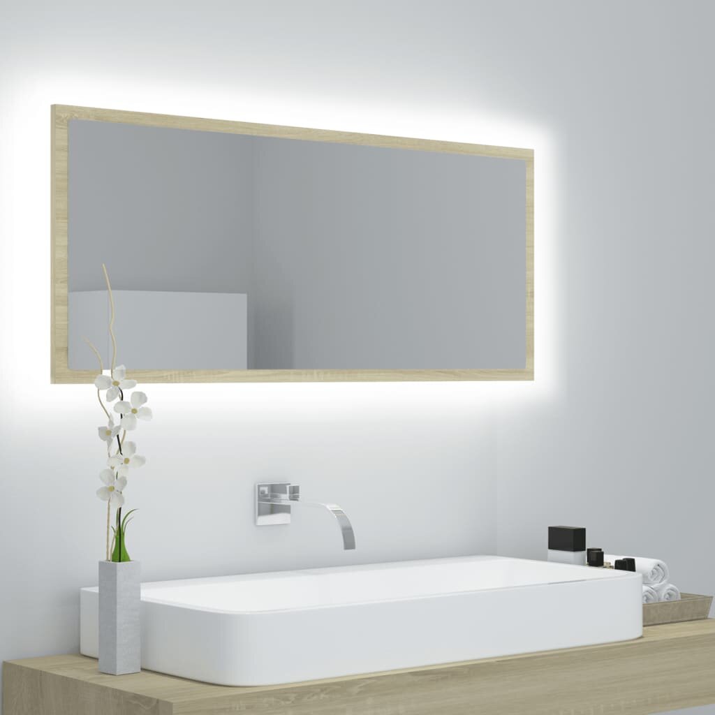 

LED Bathroom Mirror Sonoma Oak 39.4"x3.3"x14.6" Chipboard