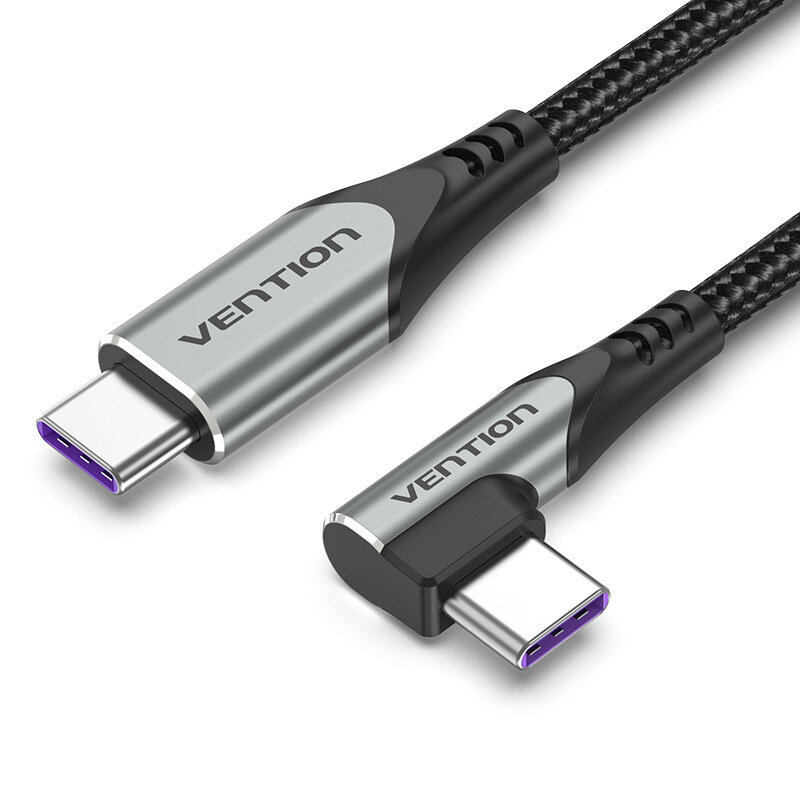 

Vention 90°Right Angle PD 100W USB Type-C to USB-C Fast Charging Data Cable for Samsung Galaxy S21 Note S20 ultra Huawei