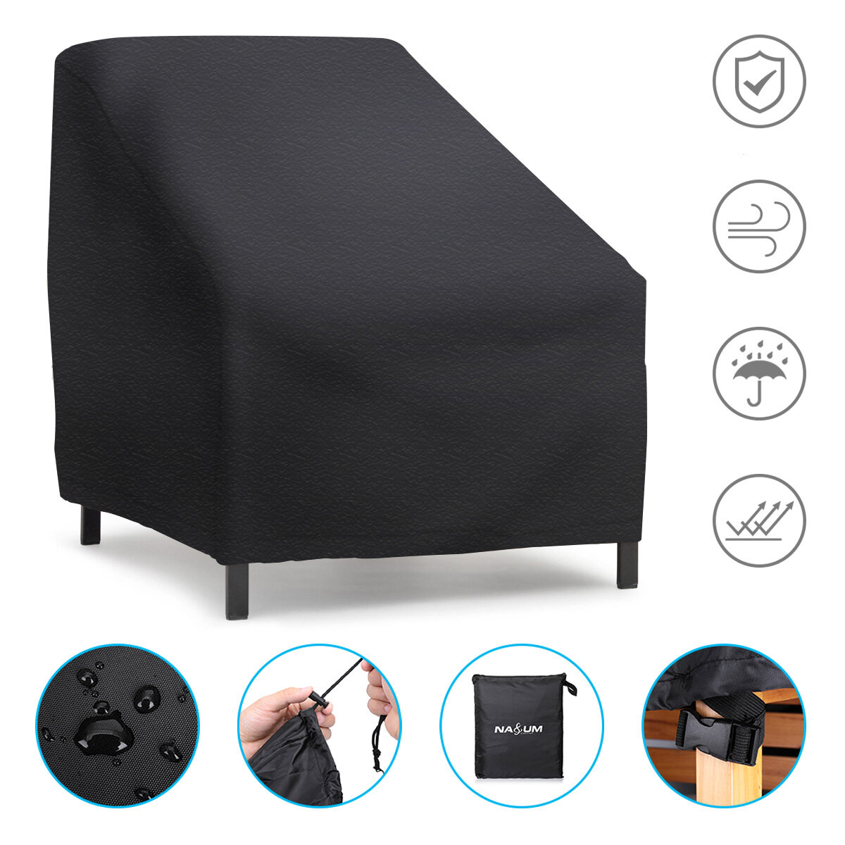 54x38x29'' Furniture Large Patio Seat Cover Waterproof Anti-UV Dustproof Durable Table Chair Cover Lounge Deep Chair Cov
