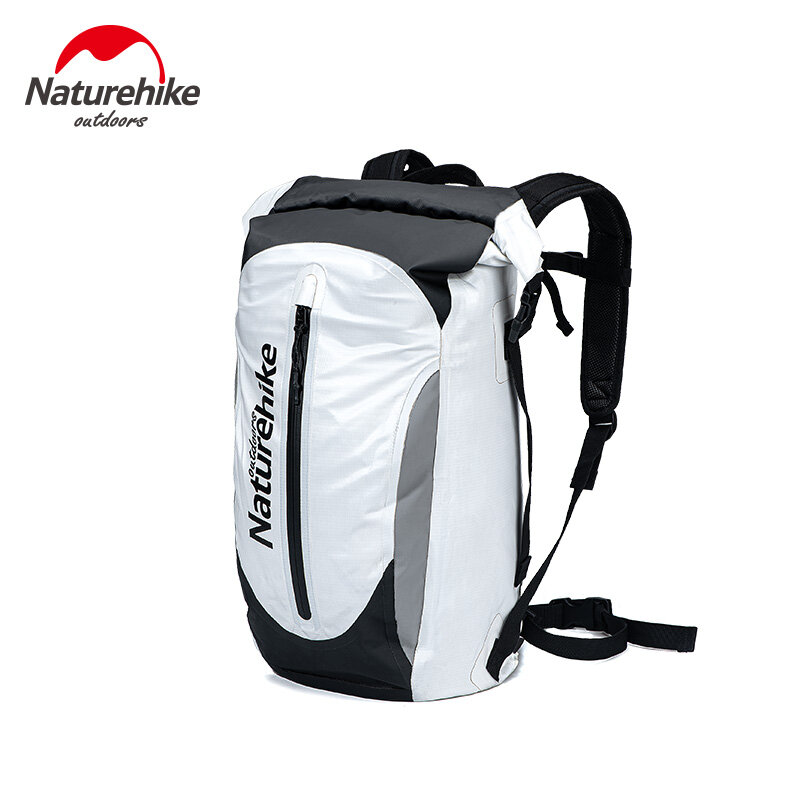 حقيبة ظهر خارجية Naturehike 30 لترًا ، حقيبة ظهر PVC مقاومة للماء بحزام كتف مزدوج ، حقيبة سفر للمشي والتخييم.