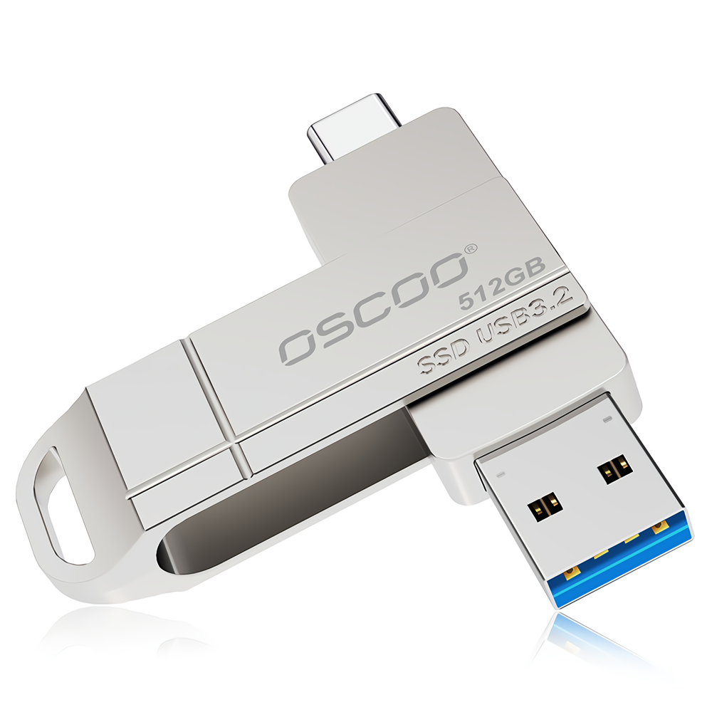 

OSCOO 2-in-1 Type-C USB3.2 GEN1 Flash Drive 360° Rotation Thumb Drive 512G 256G Support OTG Pendrive USB Disk SU001