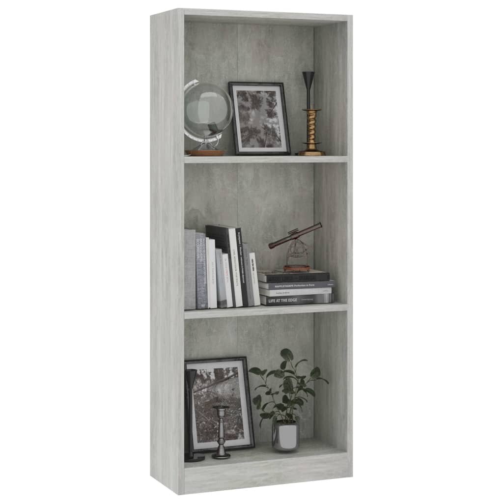 3-Tier Book Cabinet Concrete Gray 15.7