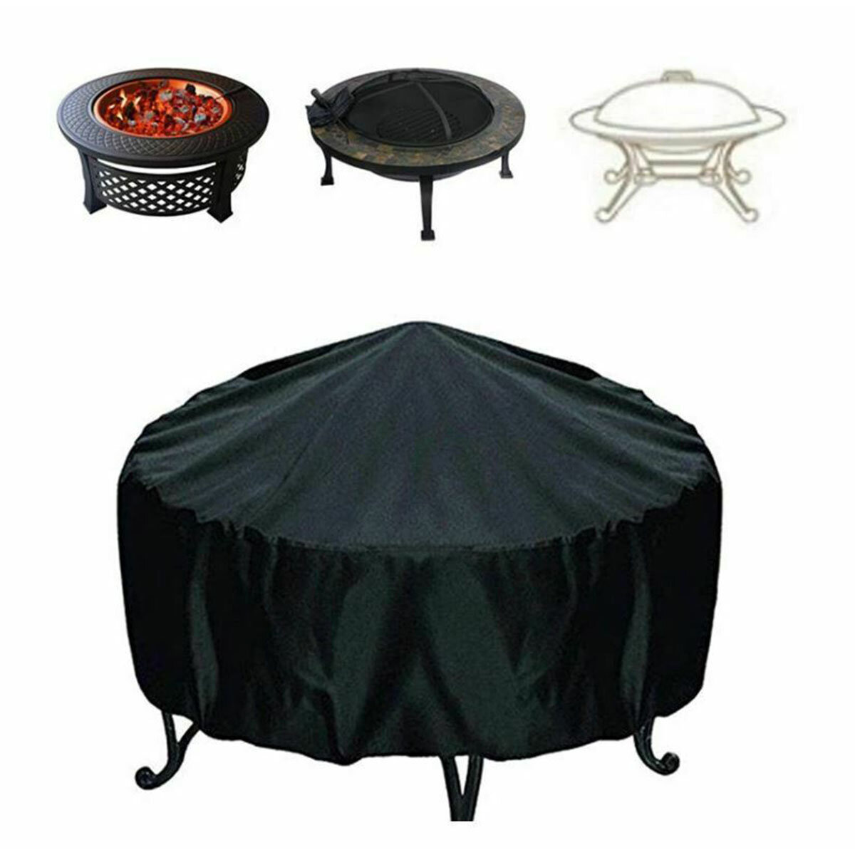 Outdoor Garden BBQ Grill Cover Rainproof Dustproof UV Resistant Round Grill Cover Round Table Protec