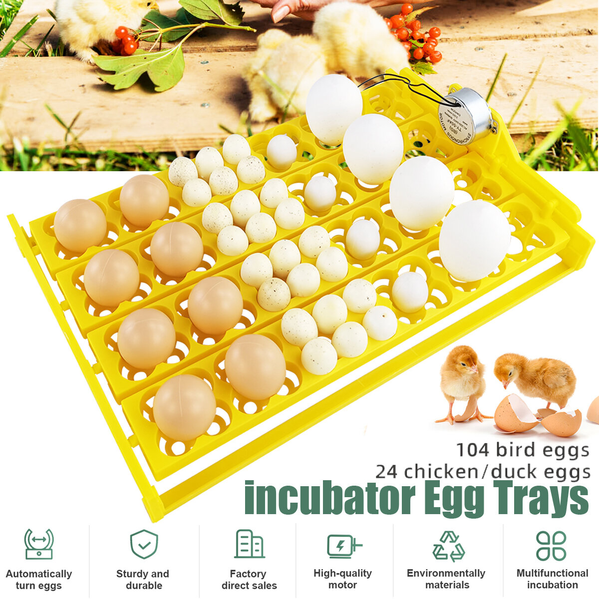 12V/110V/220V 24/104 Eggs Auto Incubator Egg Tray For All Eggs Automatic Hatcher Automatic Incubatio