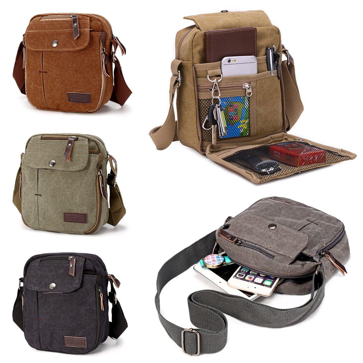 men canvas satchel school casual shoulder messenger bag pack phone pouch outdoor travel hiking ...