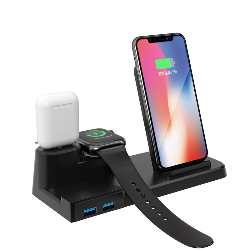 3-IN-1 Qi Wireless Charger Charging Stand Dock Mobile Phone Holder Stand for iPhone Airpods iWatch