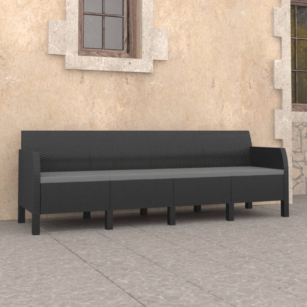 4-Seater Garden Sofa with Cushions Anthracite PP