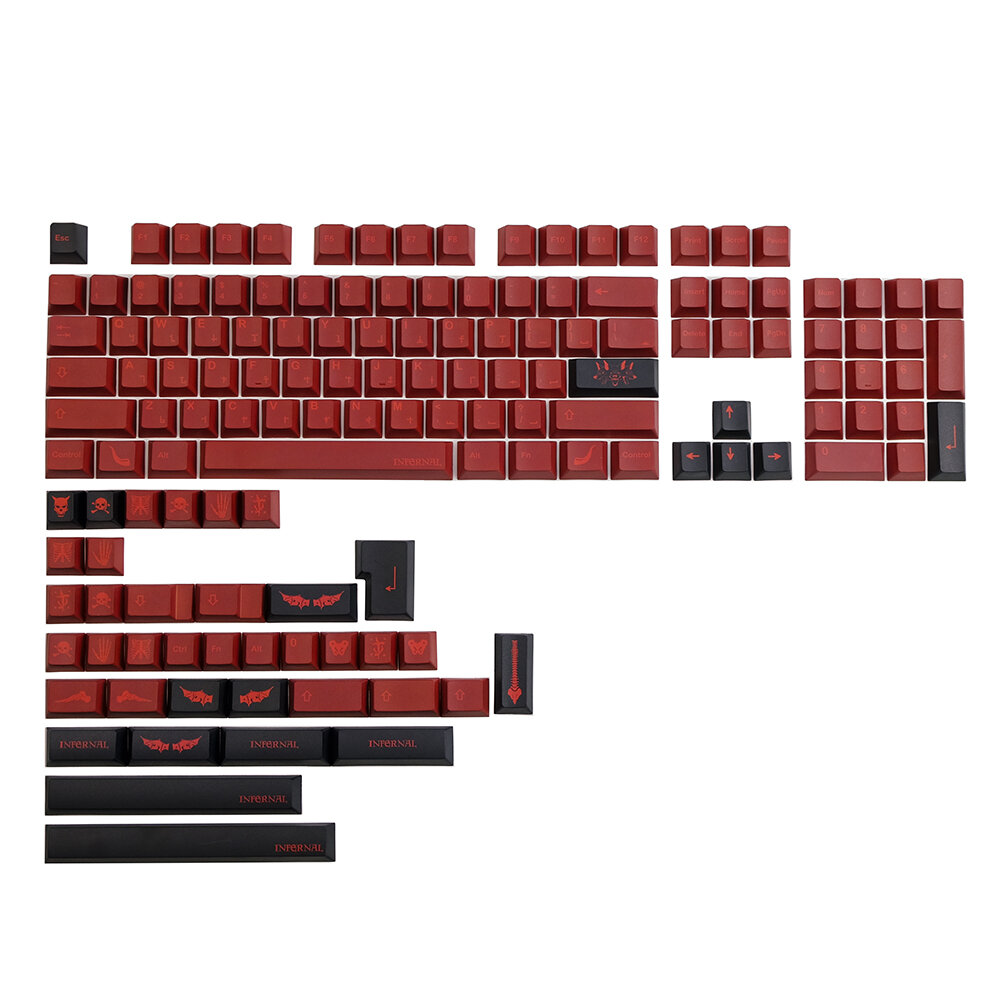 Infernal 142 Keys PBT Keycap Set Cherry Profile Sublimation Custom Keycaps for Mechanical Keyboard