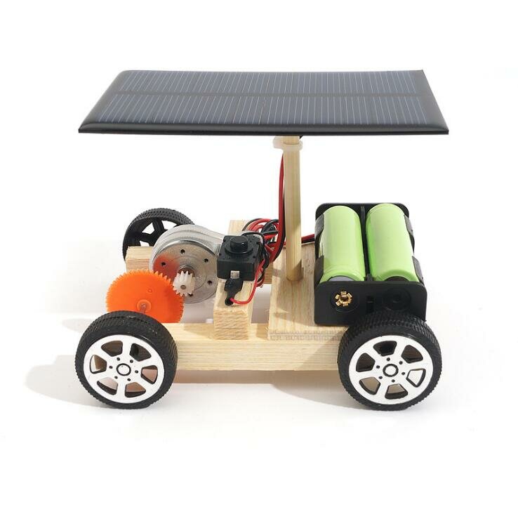 DIY Solar hybride elektrische auto houten montage wetenschapsmodel met oplaadbare batterij