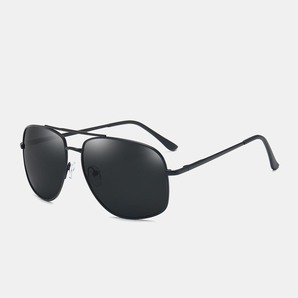 Men Metal Full Frame Double Bridge Polarized Light UV Protection Sunglasses