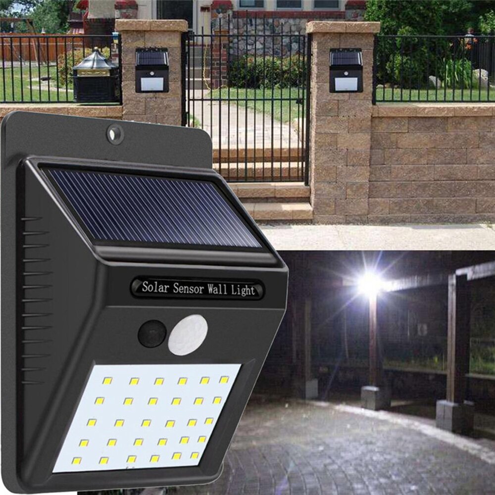 LED Solar PIR Motion Sensor Wall Lamp Light Waterproof Garden Yard Outdoor Lamp 