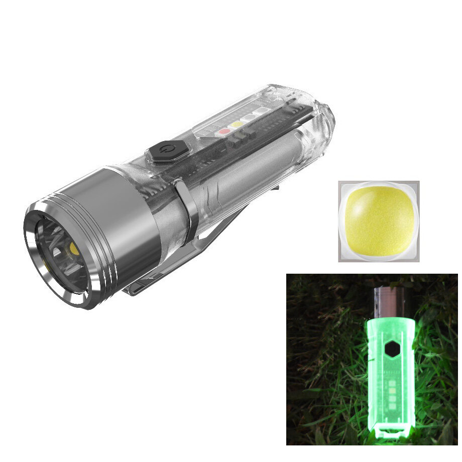 BIKIGHT Mini Keychain Flashlight LED TYPE-C Fast Charging Multi-function IP65 Waterproof Fluorescent Magnetic Camping Fl