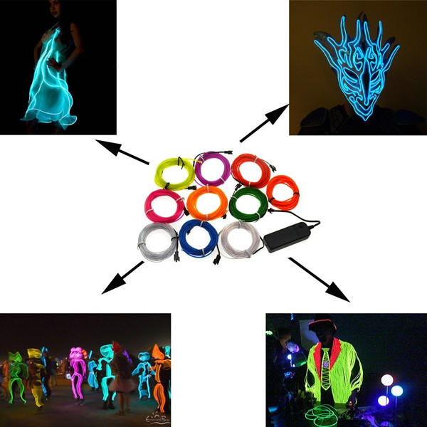 1M 10 kleuren 12V Flexible Neon EL Wire Light Dance Party Decor Light
