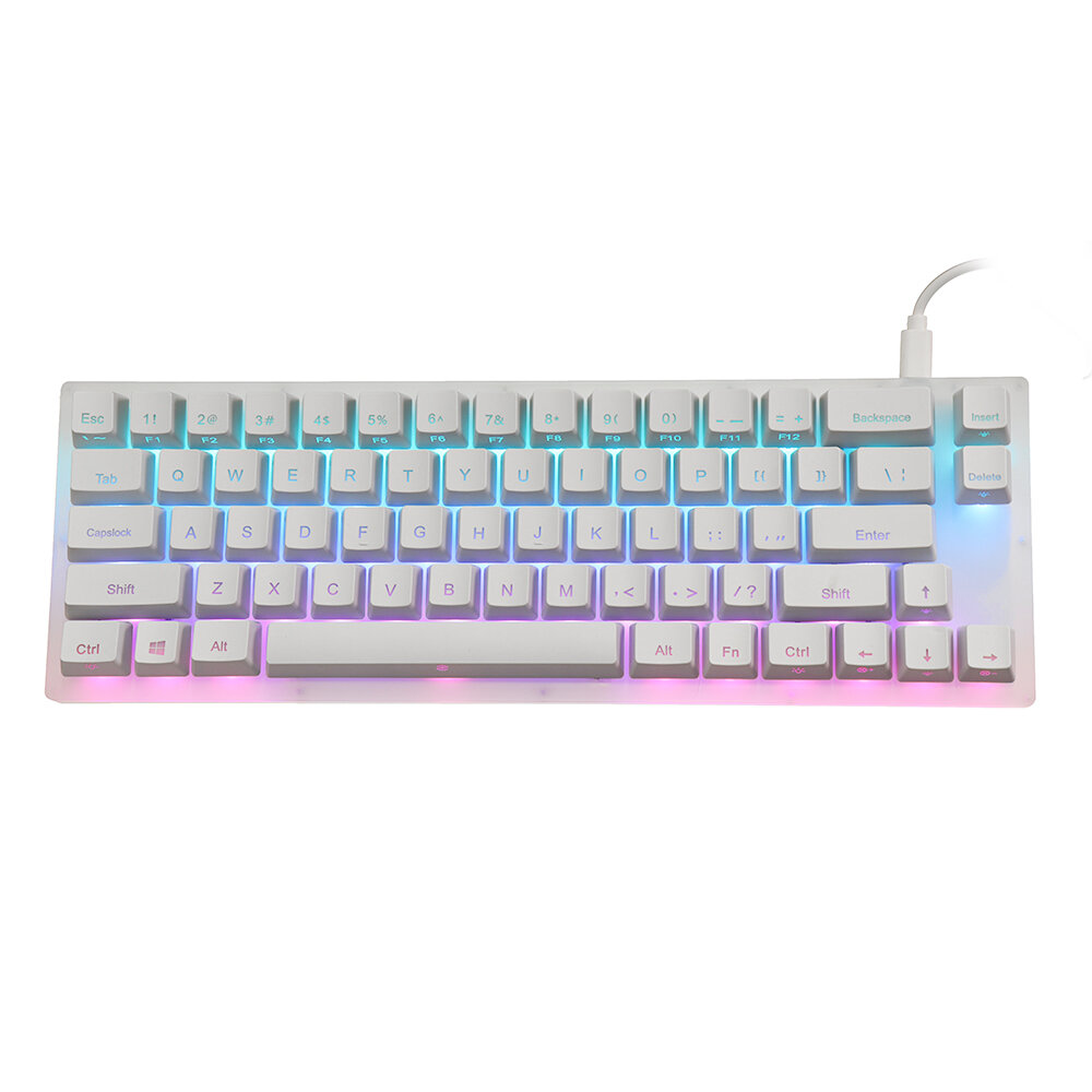 GamaKay K66 Mechanical Keyboard 66 Keys Gateron Switch Hot Swappable Tyce-C Wired RGB Backlit Gaming Keyboard with Crystalline Base for PC Laptop