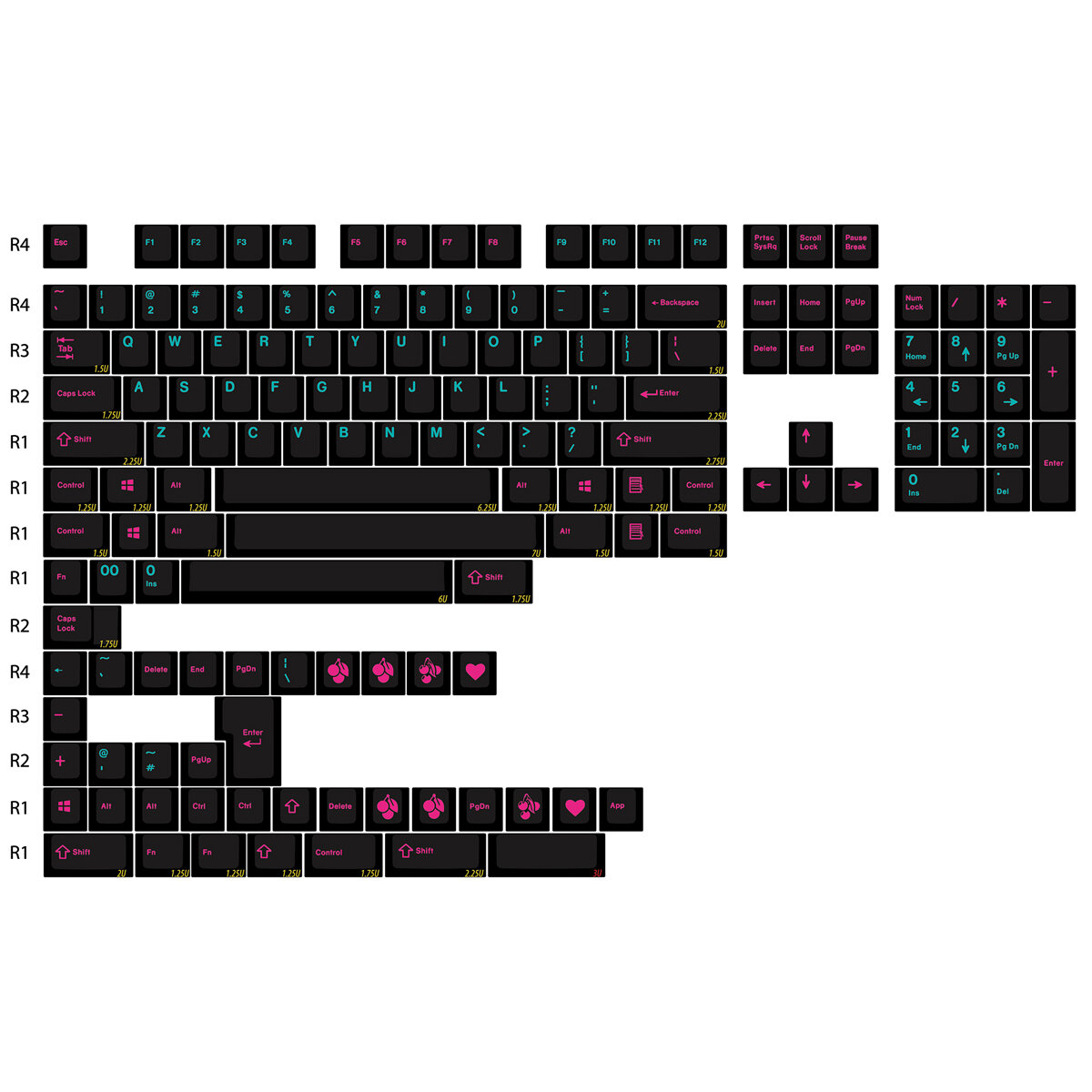 

153 ключа Midnight Keycap Set Cherry Profile ABS Двухцветные литые колпачки для Механический клавиатур