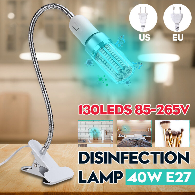 40W E27 130 LED Sterilize UV-C Corn Bulb UV Germicidal Lamp Disinfection Home Light with EU US Plug 