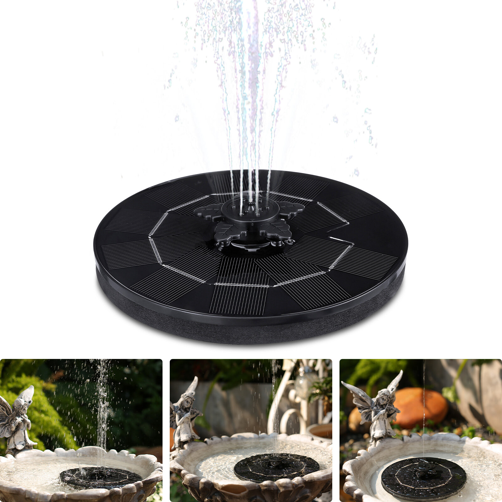 

16cm 5V/3W Solar Powered Fountain Pool Petal Adjustable 3 Gear Switching Fountain Floating Water Nozzle Garden Decoratio