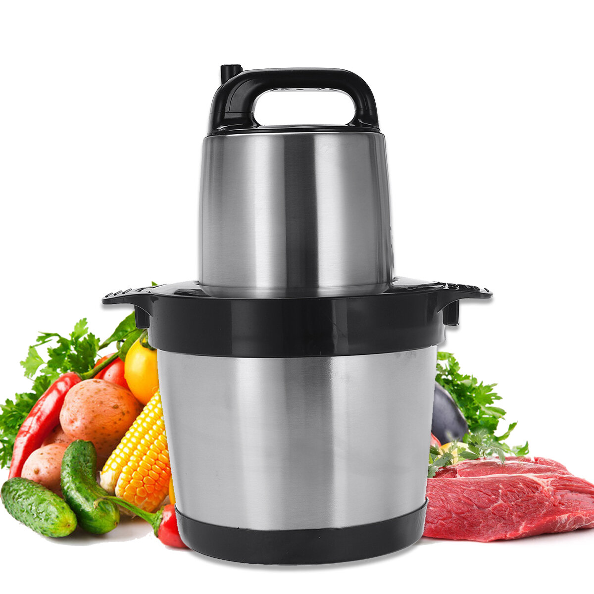 

Electric Meat Mixer 6L Blender Grinder with Double Knife Stainless Steel Electric Chopper Automatic Mincing Quiet Food B