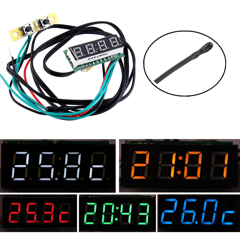 028 Inch 3 in 1 Time Temperature Voltage Display with NTC DC7 30V Voltmeter Electronic Watch Clock Digital Tube