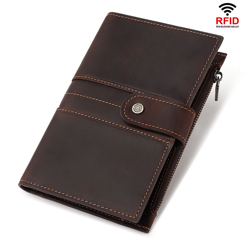 

Men Genuine Leather RFID Anti-theft Passport Case Clutch Purse Hand Carry Card Holder Wallet