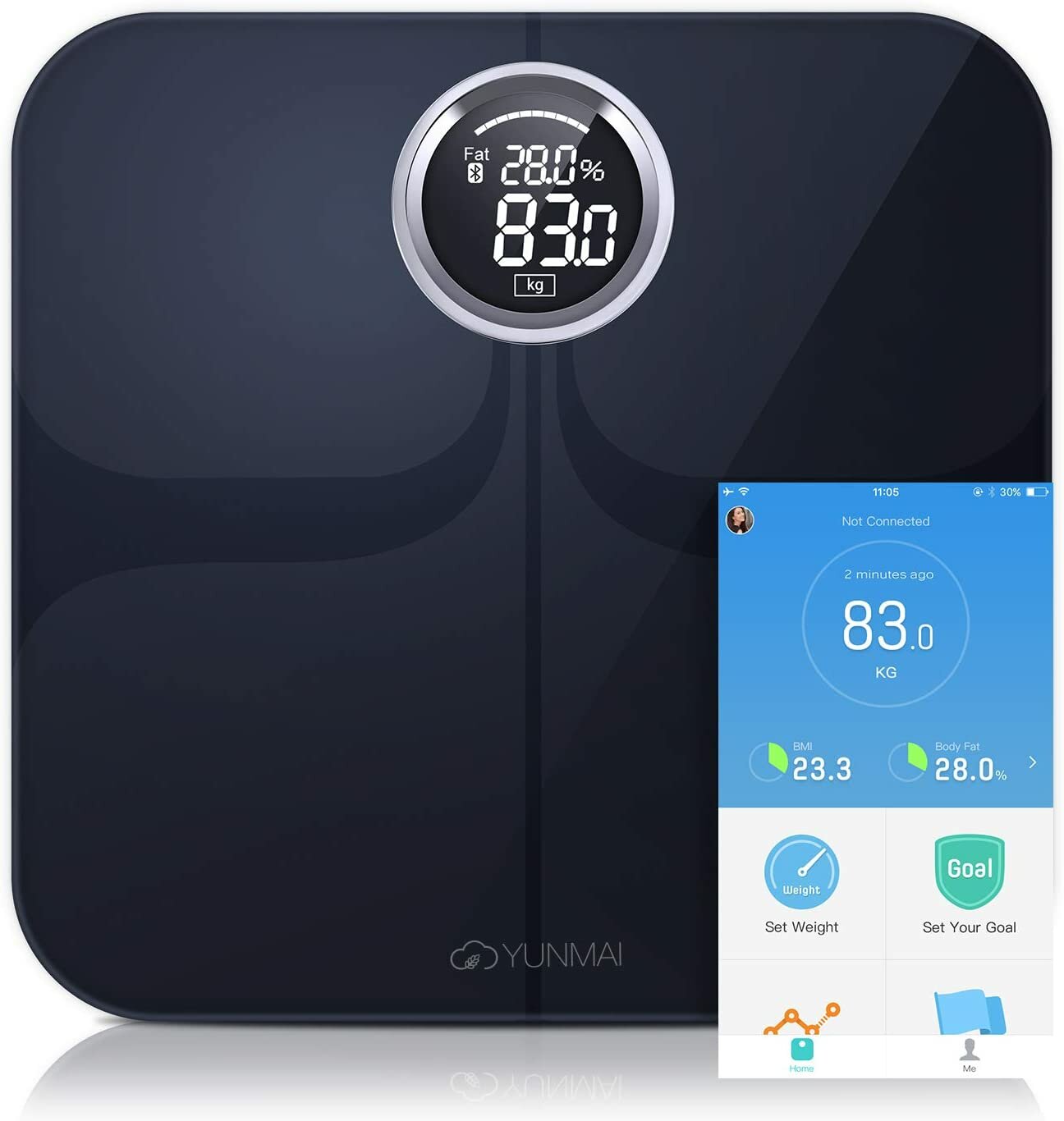 

YUNMAI Premium Smart Scale Body Fat Scale Body Composition Monitor With Extra Large Display Works With Yunmai APP Apple