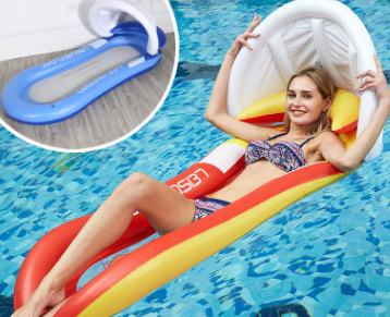 Summer Inflatable Deck Chair Detachable Awning Swim Pool Float Raft Air Mattresses Swimming Fun Water Sports Beach Toy F