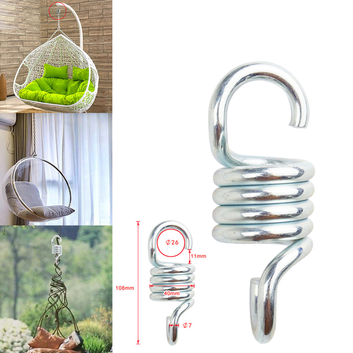 304 Steel Extension Spring Weight Capacity 300kg For Hammock Chair Swing