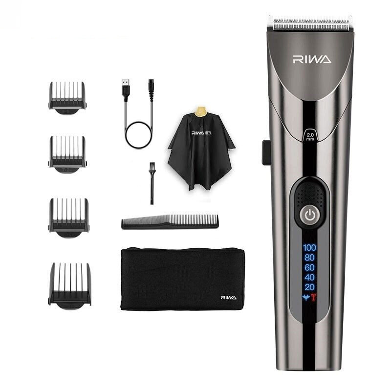 RIWA Electric Hair Clipper USB Charging Hair Trimmer 55db Low Noise IPX7 Waterproof 2200mAh Battery 