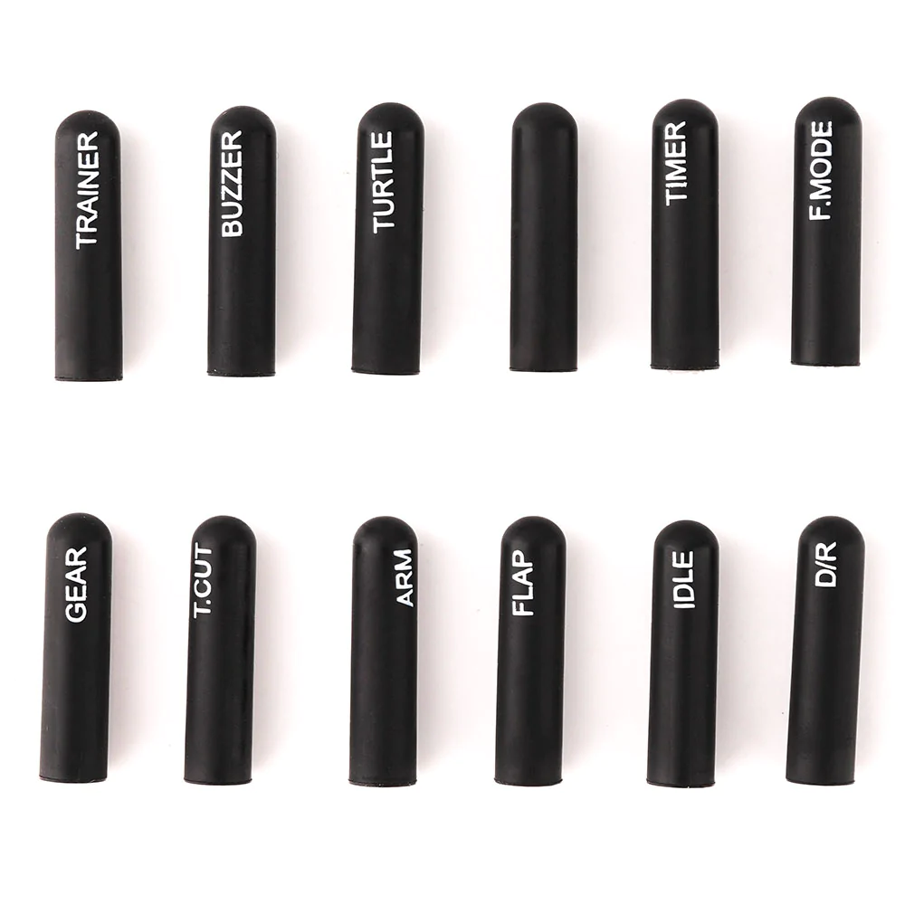 Black Long 12pcs Radiomaster Labeled Silicon Switch Cover Set