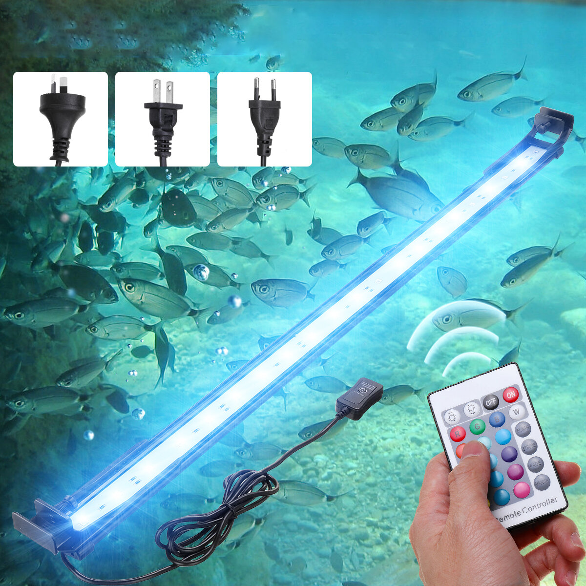 72 سنتيمتر 24 واط حوض السمك ضوء مصباح خزان الأسماك حوض السمك Led ضوءing نباتات داخلية الصيد Luminaria RGB يعتم مع التحكم